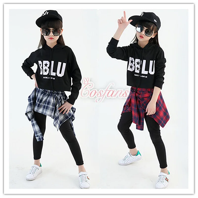 

Новые детские костюмы для танцев в стиле хип-хоп и Джаз для девочек, хип-хоп, одежда для выступлений, современная танцевальная одежда для девочек, 3 цвета