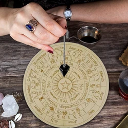 Dreamy Wooden Pendulum Board with Moon Star Divination Energy Carven Plate Healing Meditation Board Altar Ornaments