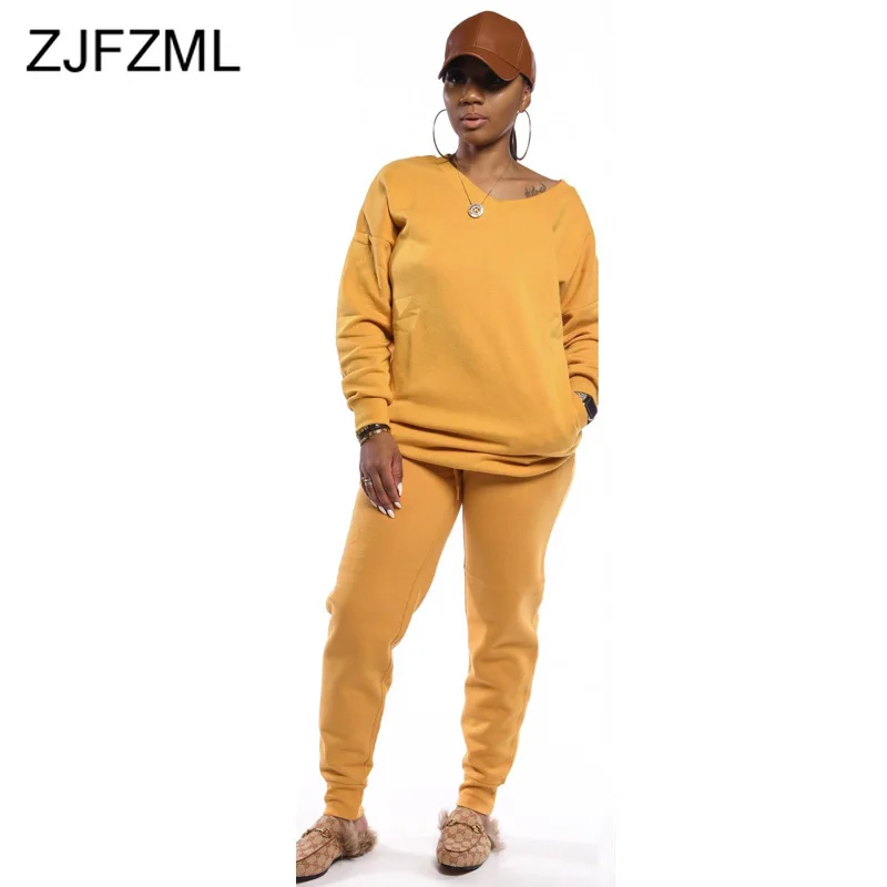 Однотонный комплект из 2 предметов Женская осенне зимняя одежда толстовка с V