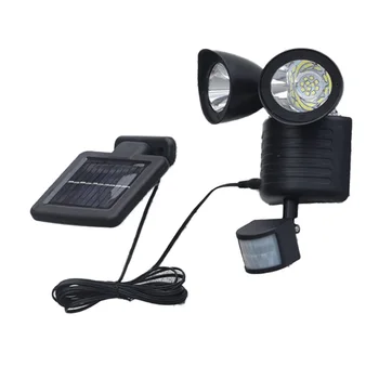 

1 Set 22 LED Solar Light Body Sensor Outdoor Wall Lamp Double-headed Spotlights Highlight for Garden Yard Decor