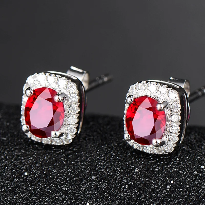 Bague Ringen, модные серьги для женщин, классика, темперамент, серебро 925, ювелирное изделие, Овальный рубиновый Подарок на годовщину