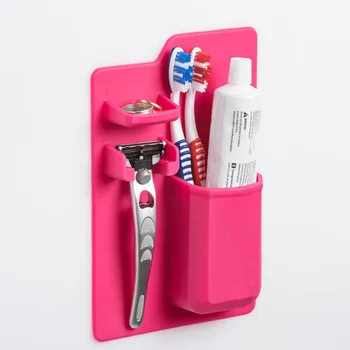 

Multi Function Silicone Mighty Toothbrush Holder Baskets Bathroom Organizer Storage Space Rack stands