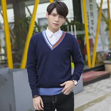 Большой размер мужской зимний свитер высокого качества с v-образным вырезом с длинным рукавом вязаный пуловер кашемировый свитер S-XXXL