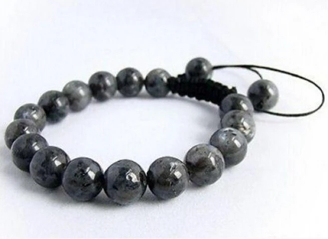 914+++Men's Manual preparation bracelet all 10mm Black Gray Labradorite beads | Украшения и аксессуары