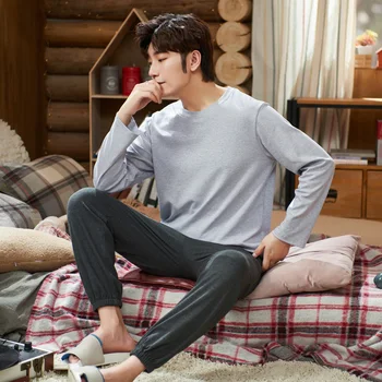 

Puimentiua Men's Cotton Pajamas Letter Striped Sleepwear Cartoon Pajama Sets Casual Sleep&Lounge Pyjamas Plus Size 2XL Pijama