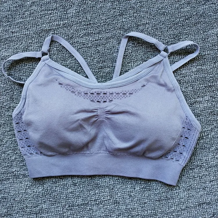 YS04 b-grey bra Energy бесшовный комплект из 2 предметов для йоги, спортивный бюстгальтер на бретельках, леггинсы, комплект для спортзала, одежда для тренировок, женский спортивный комплект, спортивная одежда - Цвет: YS04 b-grey bra