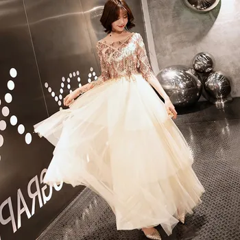 

XS-XXL O-Neck Womens Slim Party Dress Evening Long Cheongsam Marriage Gown Luxury Sexy Wedding Qipao Fashion Clothes Vestido