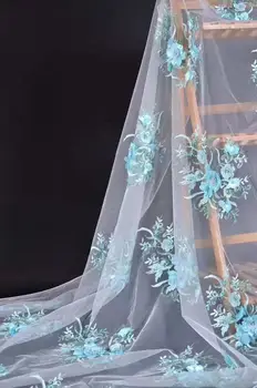 

High quality chiffon lace beads embroidered African lace Nigeria lace fabric suitable for wedding dress DIY dress fabric