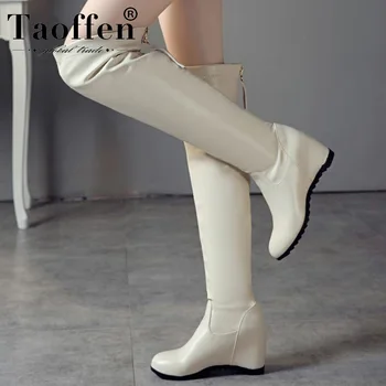 

Taoffen Women Over The Knee Boots Zipper Sexy Wedges Office Work Winter Warm Boots High Heels Shoes Woman Footwear Size 33-43