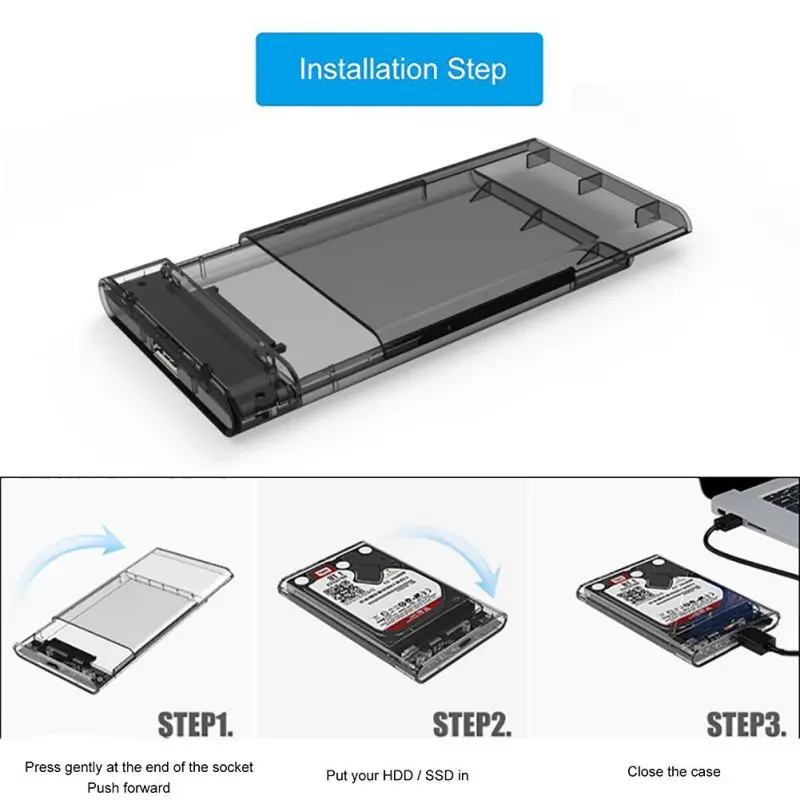 Universal USB 3.0 External Hard Drive Enclosure 2.5 Inch SATA to USB3 UASP SSD Hard Drive Case Max 2TB HDD Flash Drive Box