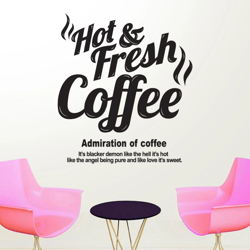 Kahve D kkan Sticker S cak Taze Decal Cafe Vinil Sanat Duvar 