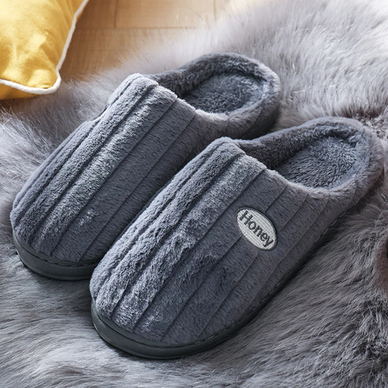 

Woman Slippers Stripe Furry Plush Slippers Non-slip Home Slippers Womens Indoor Unisex Soft Winter Slippers Cozy Female Shoes