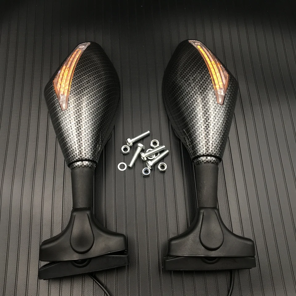 TWOM Carbon Fiber LED Turn Signal Mirrors – For Honda CB CBR 600 F3 F4 F4I 900 1000 RR 4 thumbnail image
