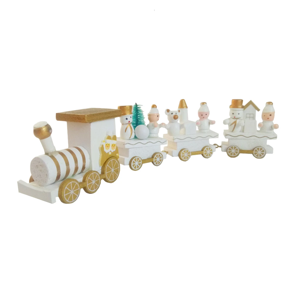 1 шт. Рождественский поезд окрашенный деревянный с рождественскими детскими игрушками деревянный вагон поезд орнамент Рождественское украшение для дома внутри - Цвет: White