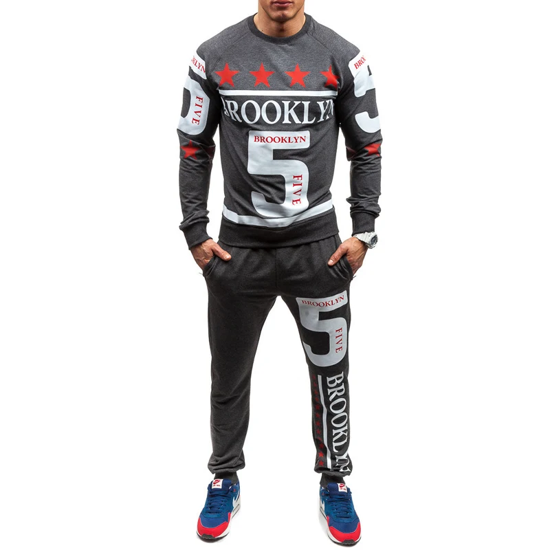 

ZOGAA 2019 Spring 3 Color Men Fashion Slim Casual Set Print Letter Slim Men Set Comfortable Cotton Jogging Set Size XS-XXL