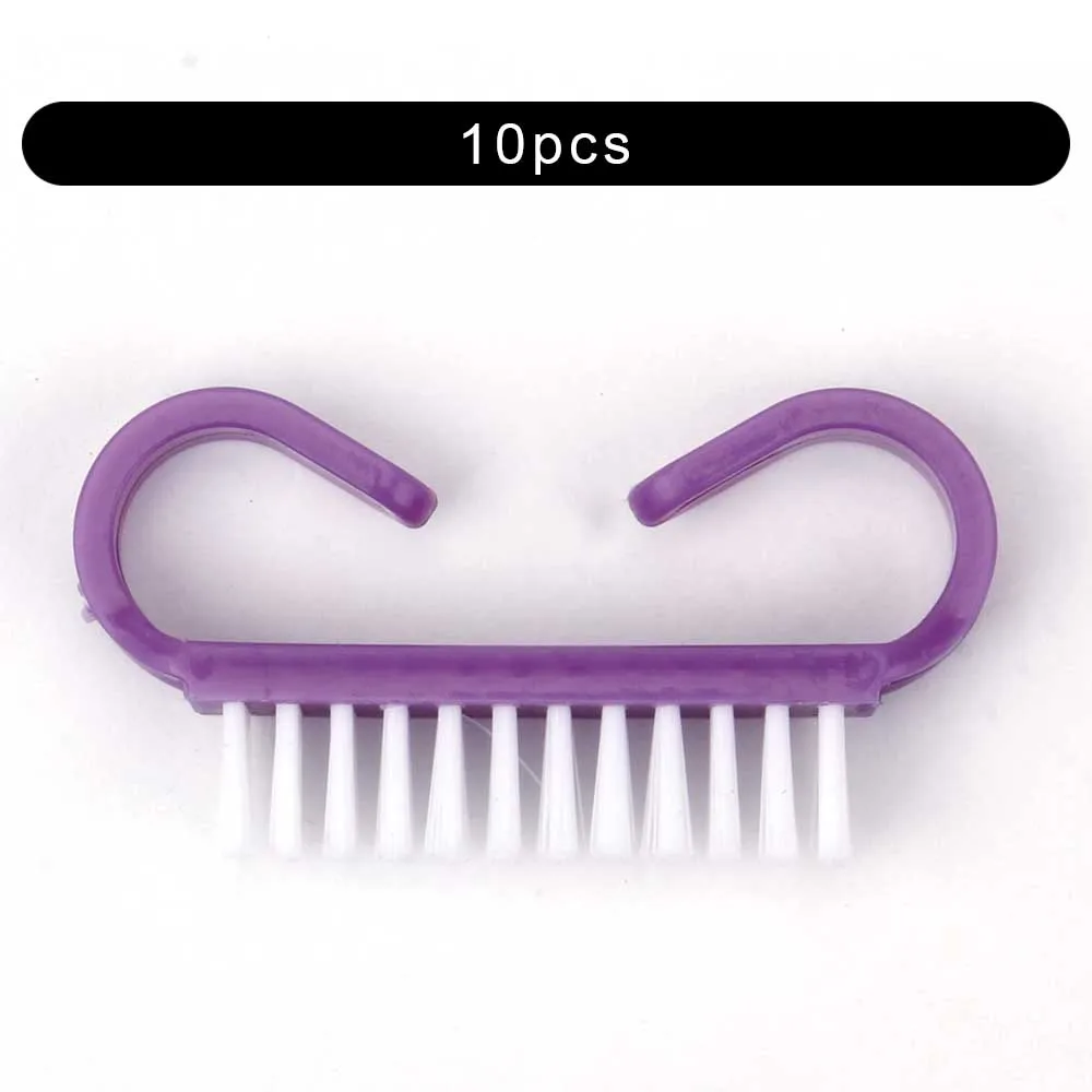10pcs Solid Purple Кисть для ногтей ручка УФ гель для ногтей Удаление очистки Маникюр Педикюр Инструмент пластиковый уход за пальцами для очистки от пыли макияж стирка для женщин - Цвет: 10pcs Solid Purple