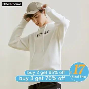 

Metersbonwe Brand Knitted Sweater Men New Spring Fashion Long Sleeve Hooded Men fashion Sweater letter Student men sweater