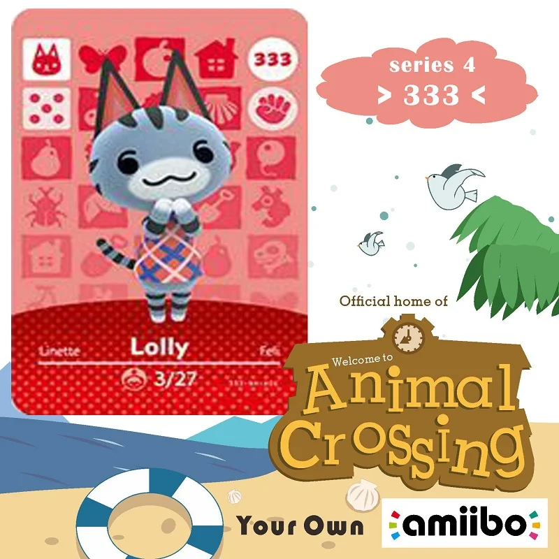 

333 Lolly Amiibo Card Animal Crossing Series Animal Crossing New Horizons Amiibo Card Work for Ns Switch Games Nfc Card