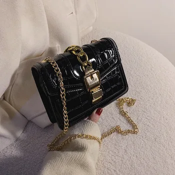 

Chain bag female 2019 new tide Korean version of the wild patent leather cross-body shoulder fashion casual small square bag