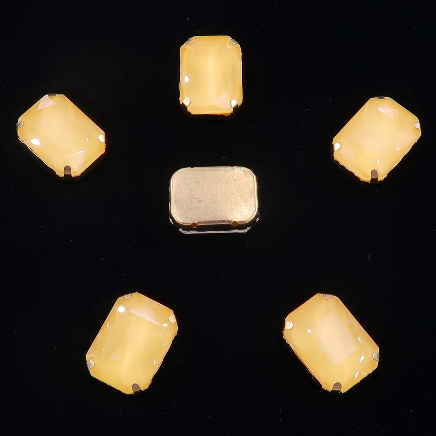 Настройки золотых когтей 20 шт./упак. 13x18 мм желе конфеты и из цветного стекла кристалл прямоугольной формы пришить на свадьбное платье со стразами diy - Цвет: A11 Topaz