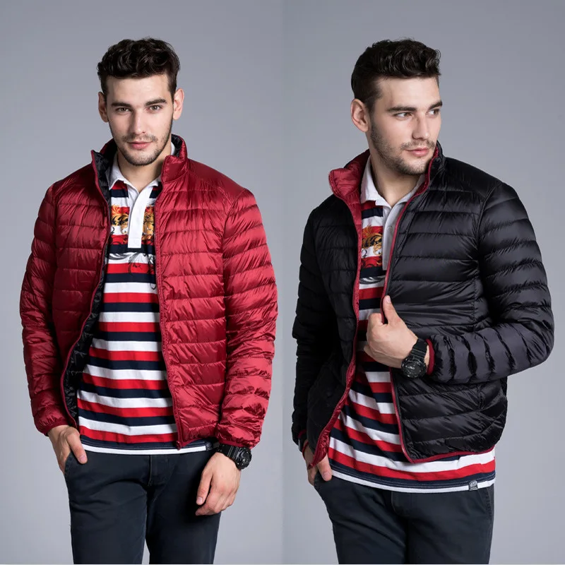 Off Season Sale Autumn And Winter Thin Double-sided down Jacket Men's Stand Collar Large Size Short-Style Reversible