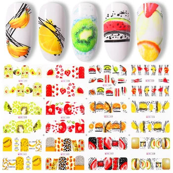 

12pcs Russian Letters Nail Stickers Summer Fruit Water Decals Sexy Girl Transfer Slider Nail Art Tattoo Manicures Foil Wraps