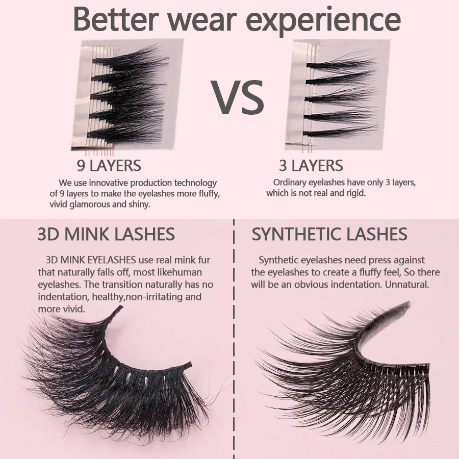 Wowangel 3D Mink Eyelashes Cruelty free Mink Lashes Handmade Full Strip Lashes Beauty Soft False Eyelashes Makeup Wholesale