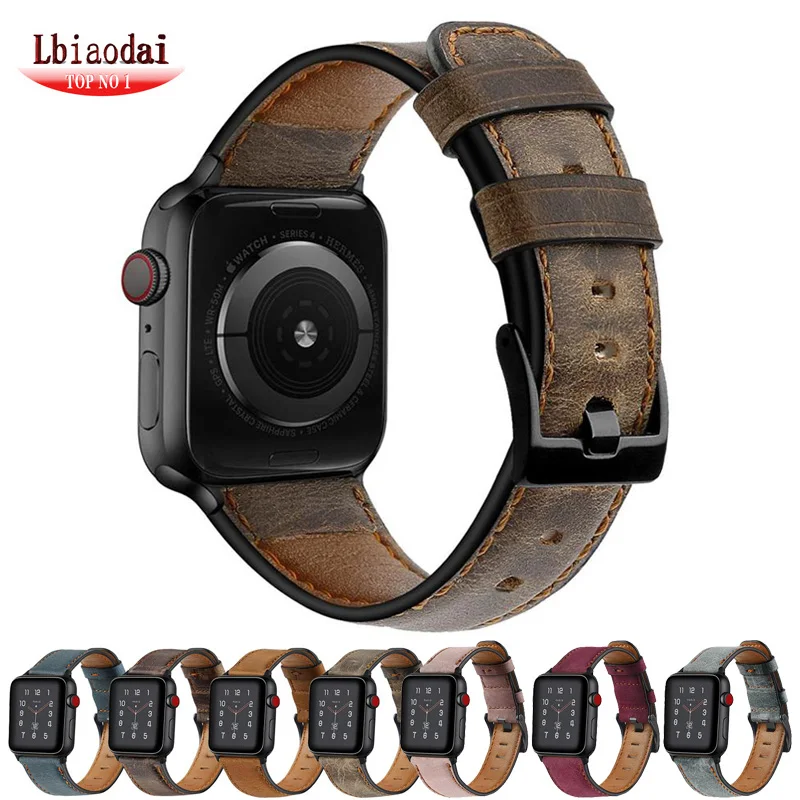 

Ремешок для Apple watch 44 мм, 40 мм, 42 мм, 38 мм, ремешок для iwatch, ремешок из коровьей кожи в стиле ретро, браслет для apple watch Series 6 SE 5 4 3 44