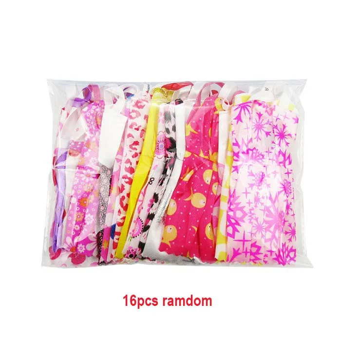 16pcs Ручной работы модная одежда короткое платье; юбка с героями мультфильмов милые аксессуары с рисунком Одежда для куклы Барби игрушки 5/10/16 шт. случайный Стиль - Цвет: 16pcs
