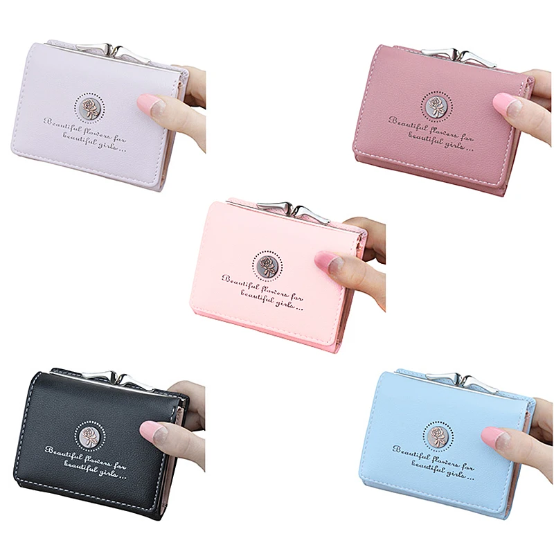 Бумажник с буквенным принтом, Кожаный клатч, женские кошельки, короткий кошелек для монет в стиле ретро, Цветочная карта, Женский мини-кошелек