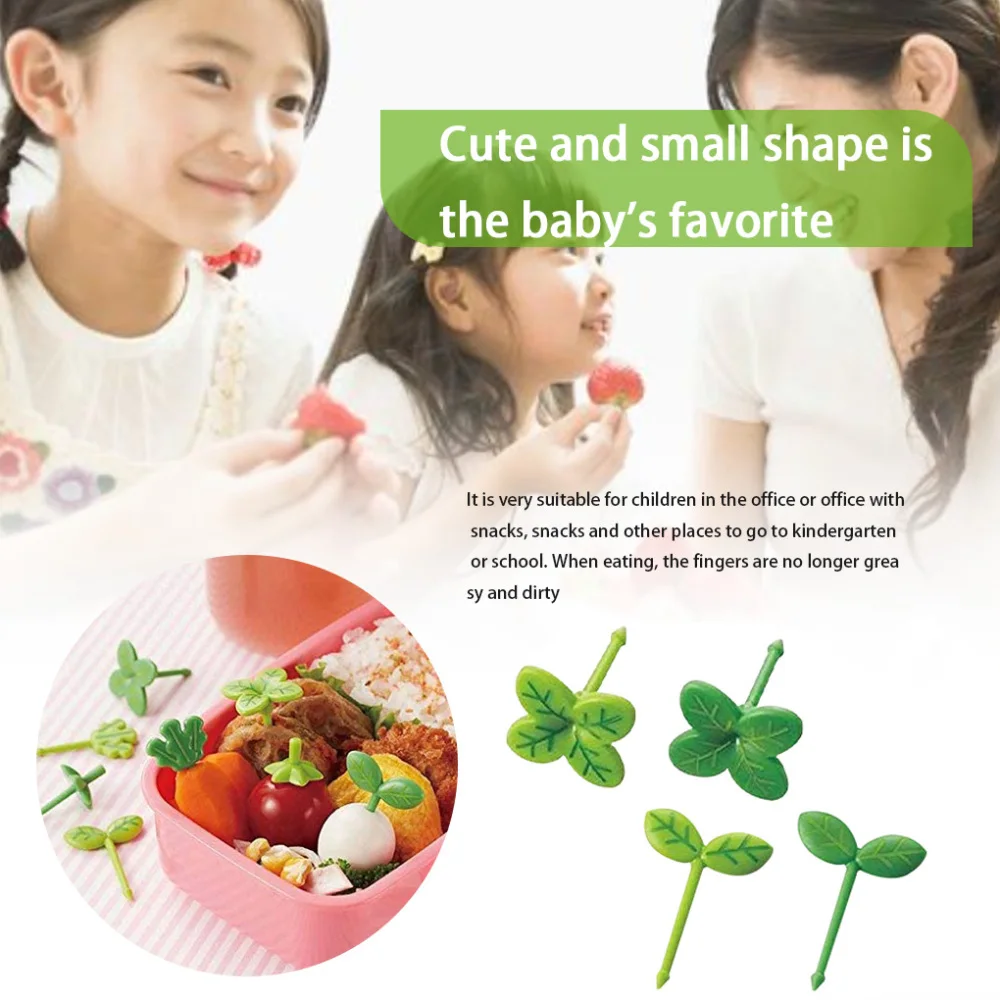 8pcs Fruit Fork Toothpick Leaves Decoration Lunch Box Bento Accessories Small Salad Tiny Fork