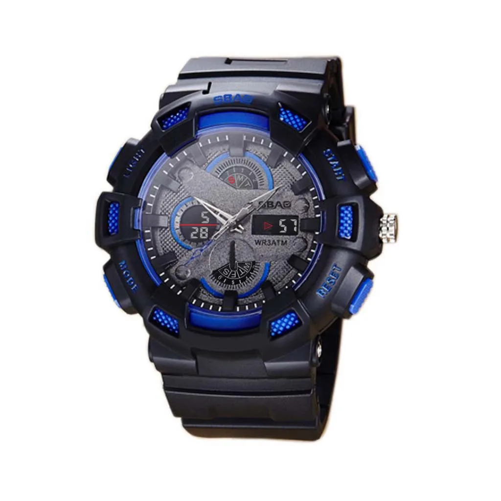 Спортивные часы SBAO мужские модные светящиеся часы с будильником электронные часы водонепроницаемые часы для мужчин спортивные часы цифровые часы - Цвет: B