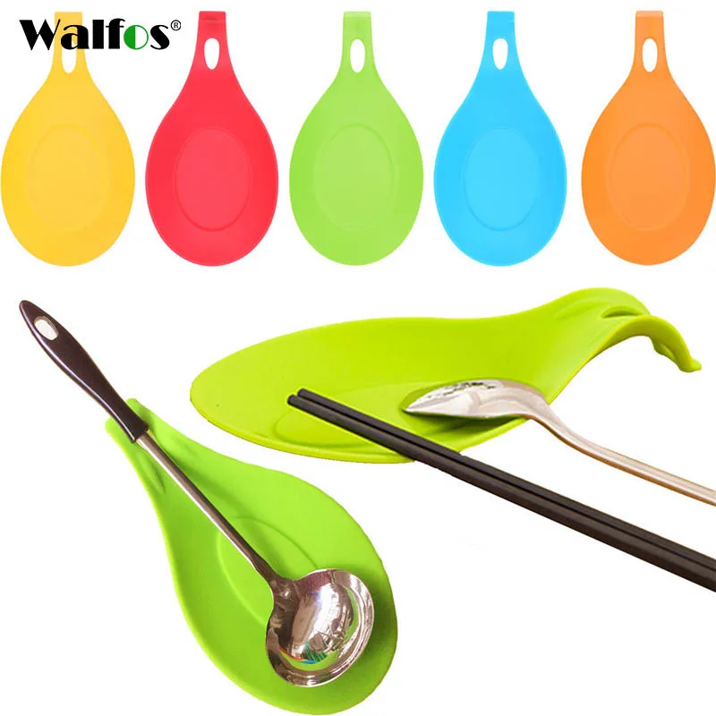 

1pc Silicone Spoon Rest Heat Resistant Kitchen Utensil Spatula Holder Cooking Tool (Random Color)