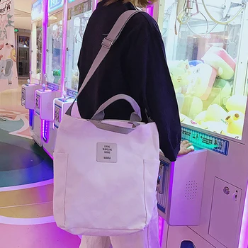 

Women Causal Multi Pockets Adjustable Strap Shopping Tote Shoulder Bag Handbags Canvas Large Capacity Korean Style Reusable