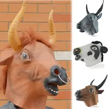 Новинка, модные вечерние костюмы унисекс на Хеллоуин, маска в виде головы животного, маска для всего лица