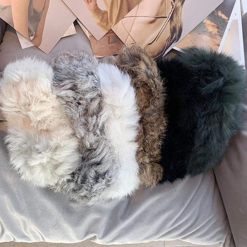 

Faux Rabbit Fur Headband Natural Fur Hairbands Wide Brimmed Plush Headband Elastic Hair Band Fluffy Luxury Hair Accessories