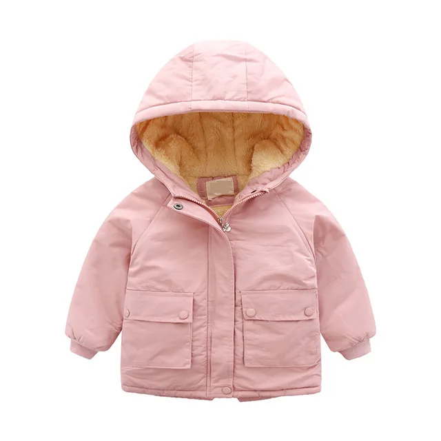 

New children's wear girls smiling face embroidery with velvet thickened cotton South Korean version of cotton winter