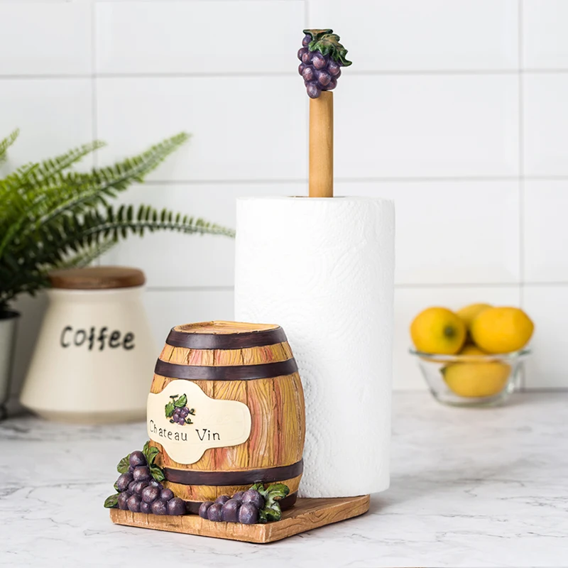 Creative Grape Wine Barrel Upright Napkin Holder Kitchen Tissue Holder Roll Paper Tissue Box Holder Decorations For Home R3172