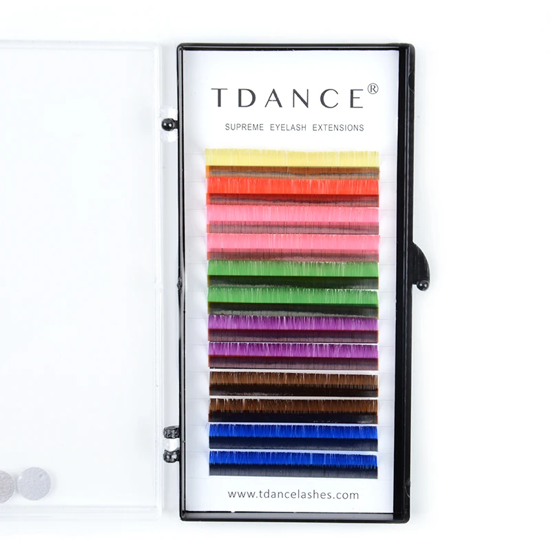 Tdance 7 цветов Радужный объем наращивание ресниц Цвет толщина 0,07 мягкий светильник цилиос натуральный