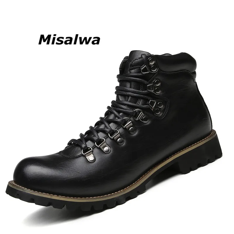 Misalwa/мужские модные ботильоны на шнуровке; Брендовые повседневные кожаные ботинки; Botas; Мужская обувь с заклепками; Новинка года; классические ботинки; обувь высокого качества