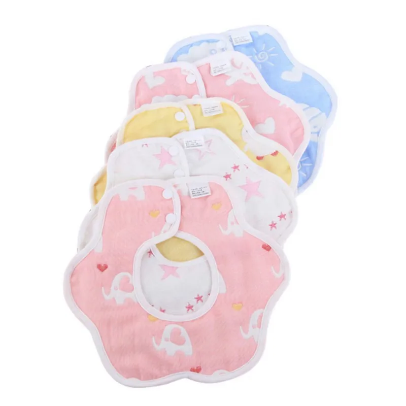 

Baby Bibs Baby Cloths Lovely Flower Style Baby Waterproof Bibs Rotating double Snap Fashion Pattern Star Bibs