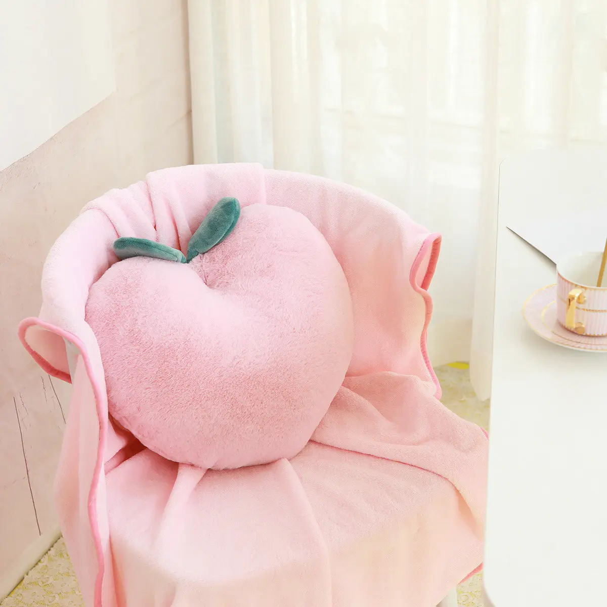 1 шт. плюшевая подушка одеяло для девочек сумки фрукты еда персик набивка игрушки в подарок на день рождения кукла с подушкой для сна мягкая игрушка - Цвет: peach pillow blanket
