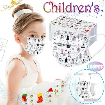 

100pcs Children's Three-Layer Protective Dust-Proof Cartoon Solid Disposable Mask In Stock Print Facemask Masker 3Ply Halloween