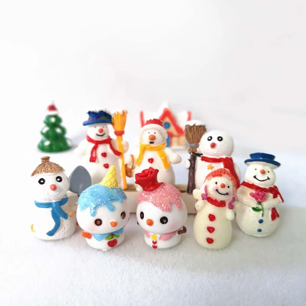 

2pc Snowman Lovers Christmas Ornament Model Figurine Home Glass Decor Miniature Craft Garden Fairy Decoration DIY Accessories