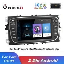 Podofo 2 Din Android 8,1 автомобильный мультимедийный плеер gps Авторадио 7 ''автомагнитолы dvd-плеер для Ford/Focus/S-Max/Mondeo 9/Galaxy yc-Max