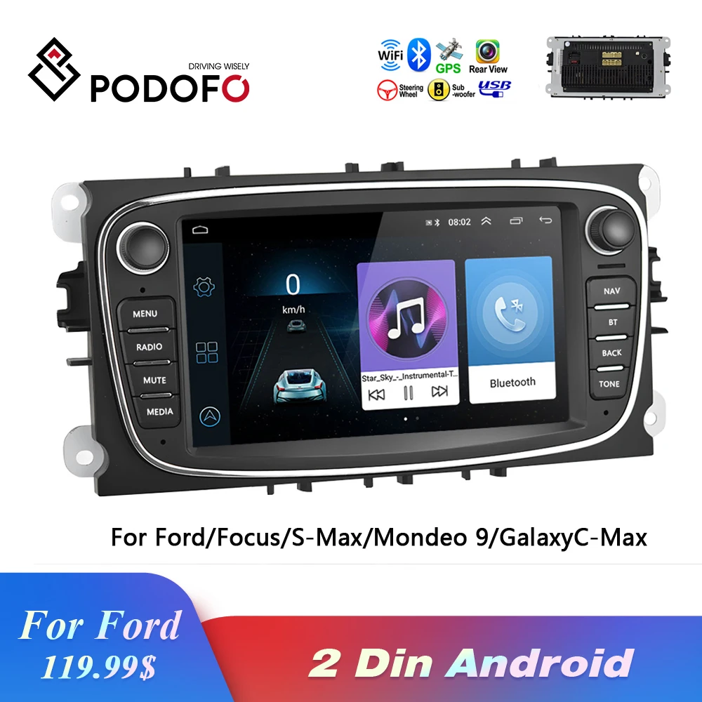 Автомобильный мультимедийный плеер Podofo 2 Din Android 8 1 GPS Авторадио 7 дюймов DVD для