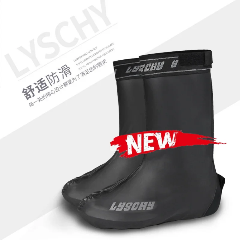 Lyschy Motorcycle Rain Boots Waterproof Shoe Cover Reflective Cycling Shoe Protection Reusable Motorcyclist Protective Gear