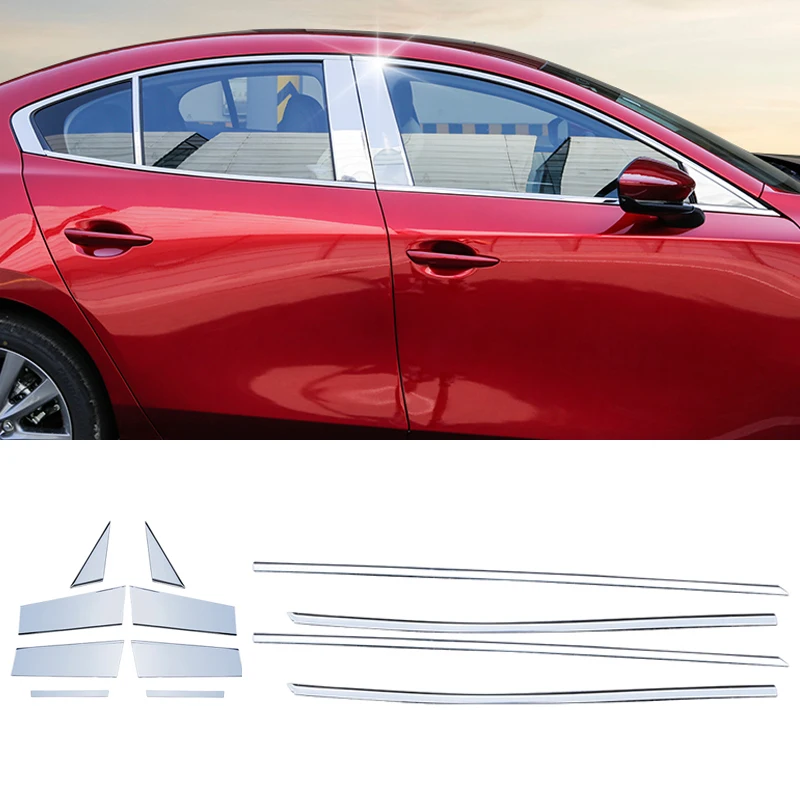 

Chrome Stainless Steel Window Frame Trims For Mazda3 Mazda 3 Axela 2019 2020 Car Window Middle Pillar Stickers Car Accessories