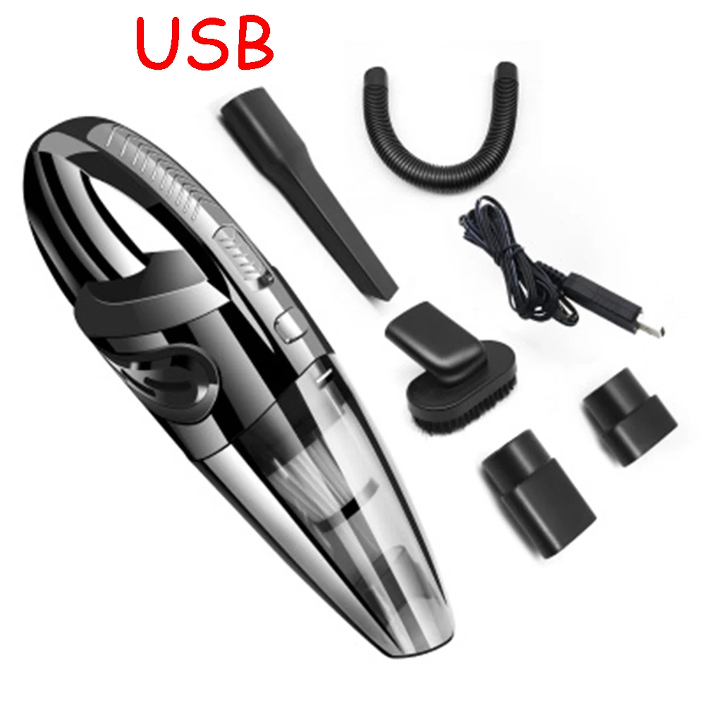 USB 4800pa мощный автомобильный пылесос постоянного тока 12 Вольт 120 Вт с сумочкой кПа циклонический влажный/сухой автоматический портативный пылесос HEPA - Цвет: USB