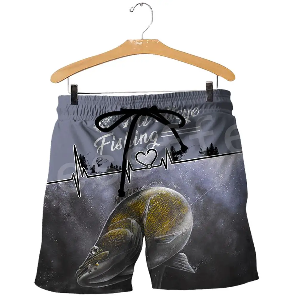 

Tessffel NewFashion Animal Marlin Bass Hunting Fishing Hunter Camo Casual 3DPrint Unisex Short pants Summer Shorts Men/Women s-2